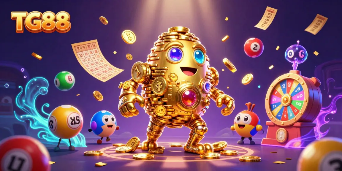 Engage with TG88 for exciting lottery wins amid vibrant animated game elements.