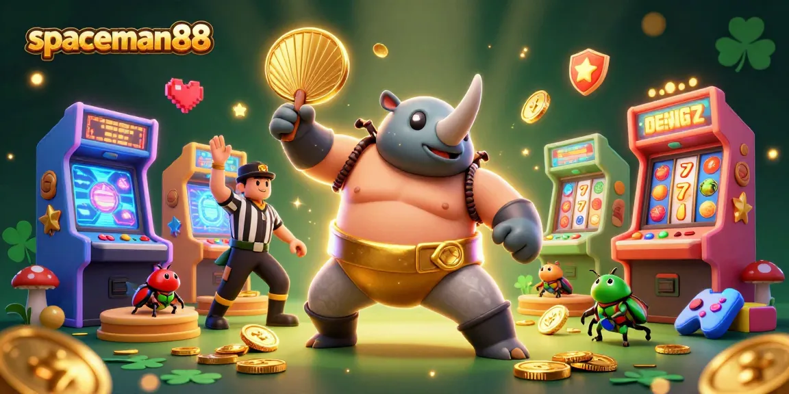 spaceman88 showcases thrilling gameplay as a beetle champion celebrates a jackpot amidst a vibrant casino