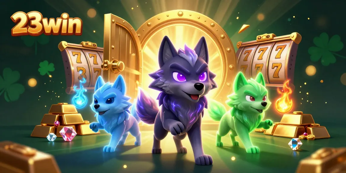 Win with 23win in an exciting casino scene featuring vibrant slot elements and dazzling rewards.