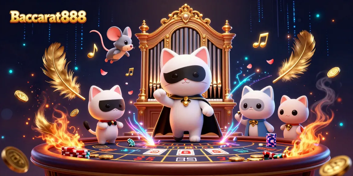 Experience Baccarat888 gameplay excitement with animated characters at a vibrant casino setting.