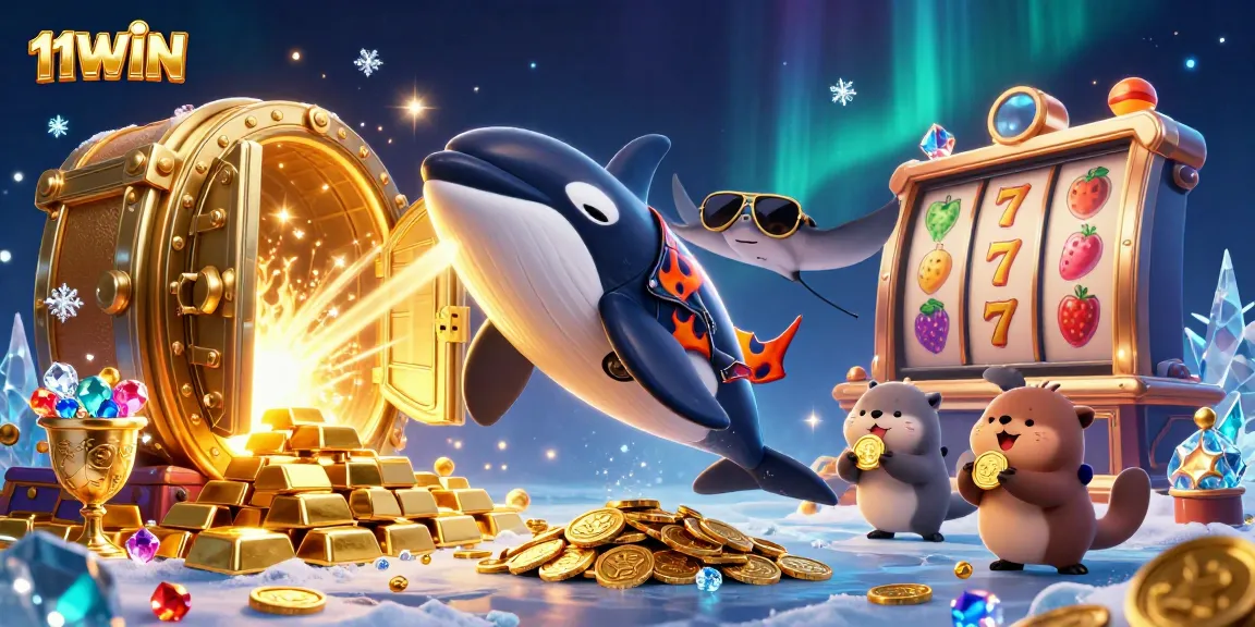Experience the thrill of 11WIN with a lively 3D illustration showcasing vibrant casino elements.