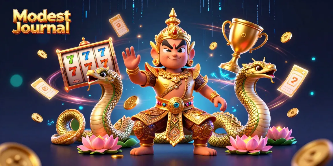 Play exciting slots with Modest Journal's vibrant guardians and casino elements in a dynamic scene.