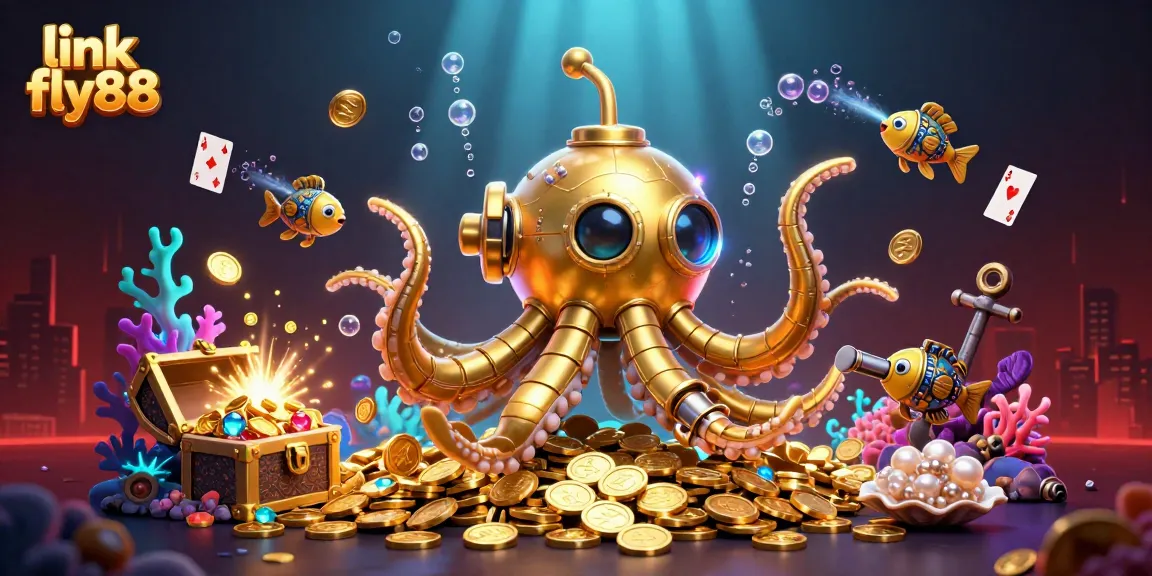 Experience intense gaming action with link fly88 in this stunning undersea adventure illustration.