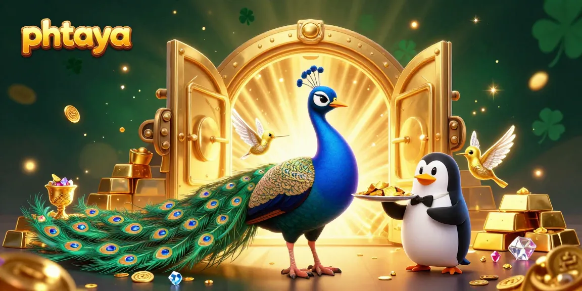 PHTAYA offers thrilling casino experiences with vibrant characters enjoying games and golden prizes.