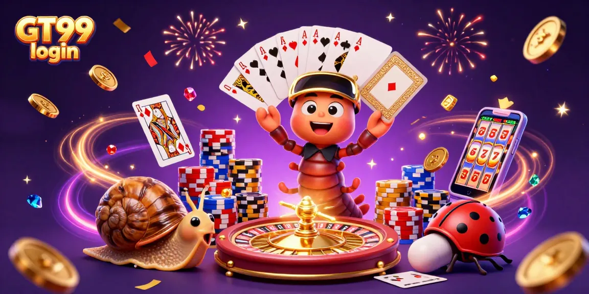 Experience the excitement of GT99 login as cartoon characters deal cards and celebrate wins in a vibrant casino