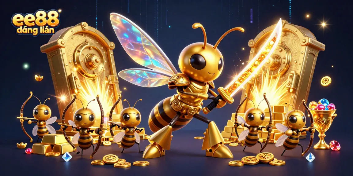 Experience the thrill of ee88 đăng nhập with a vibrant 3D casino illustration showcasing unique characters and treasures.