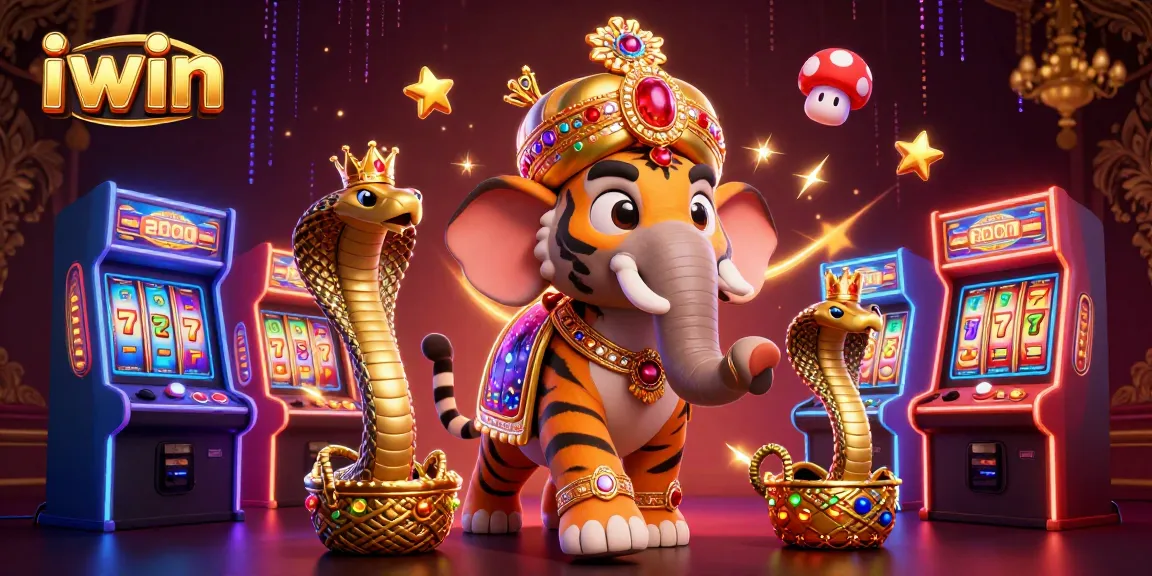 Join the excitement at Iwin with a vibrant casino scene featuring jewel-encrusted characters and dynamic gaming elements.