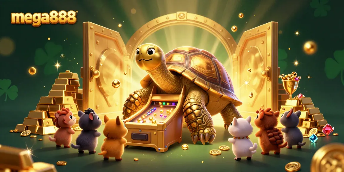 Experience exciting wins while playing mega888 with vibrant casino-themed characters and treasure highlights.
