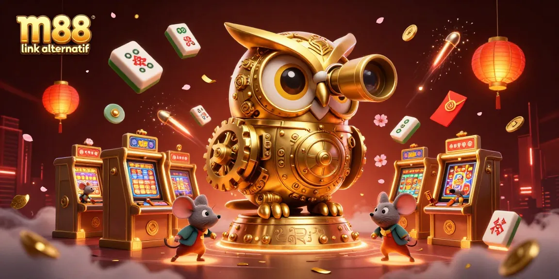 Experience the vibrant world of m88 link alternatif with 3D characters and casino elements.