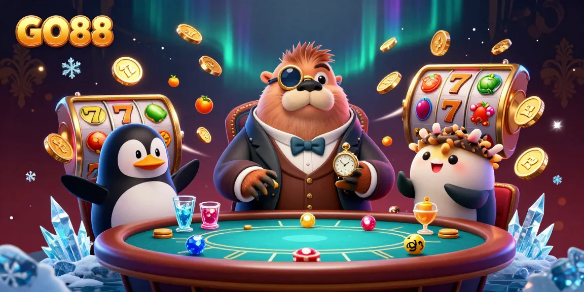 GO88 players enjoy an exciting underwater poker scene with vibrant slot elements and dynamic motion.