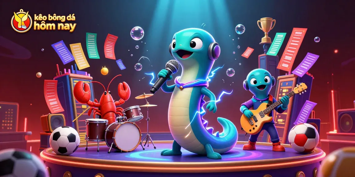 Engaging kèo bóng đá hôm nay scene featuring an underwater casino with electric eel DJ, lobster drummer, and seahorse guitarist.