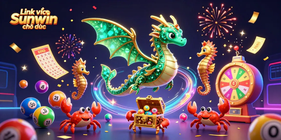 Win big with Link vào Sunwin chính thức in an animated 3D scene full of vibrant casino elements!