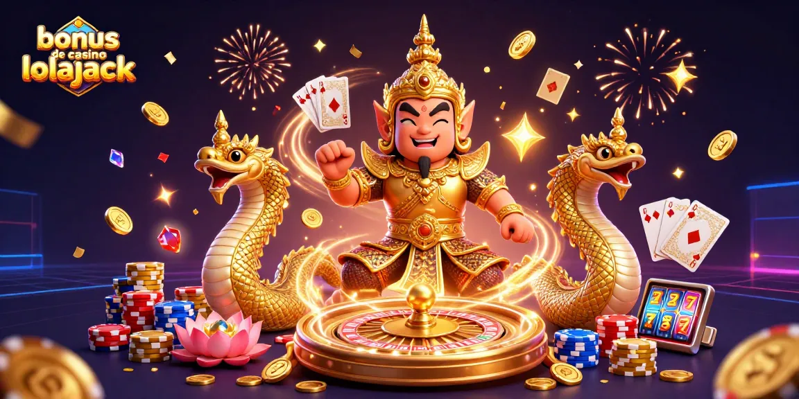 Win big with the bonus de casino lolajack in this vibrant 3D illustration featuring energetic game elements.