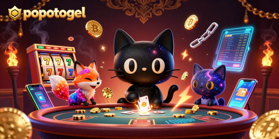 Experience popotogel's thrilling slot gameplay with cosmic characters collecting golden chips at a vibrant casino table.