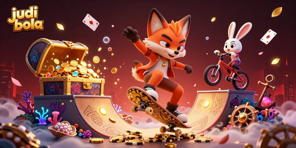 Experience judi bola thrills with vibrant characters and casino elements in a dynamic 3D illustration.