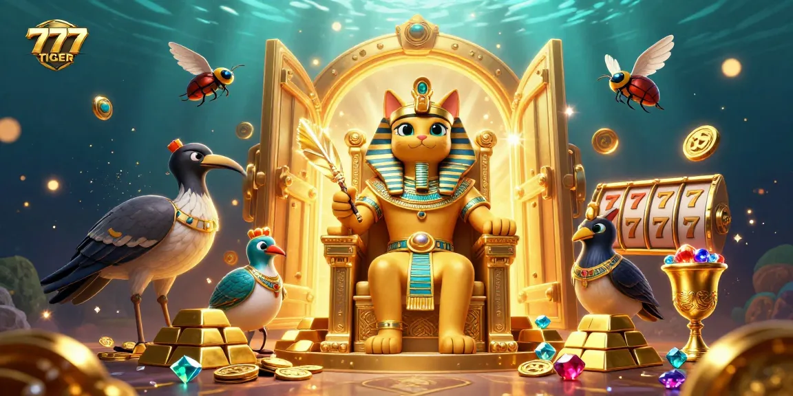 Play slots and experience the excitement of winning at 777TIGER with golden treasures and vibrant gems.