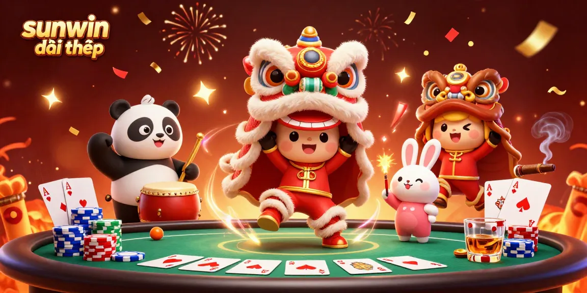 Experience sunwin đổi thưởng excitement with 3D characters in a vibrant casino celebration scene.