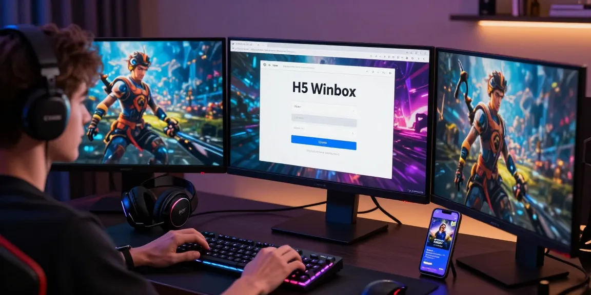 Secure login process on H5 Winbox platform with vibrant game graphics and cozy gaming setup.