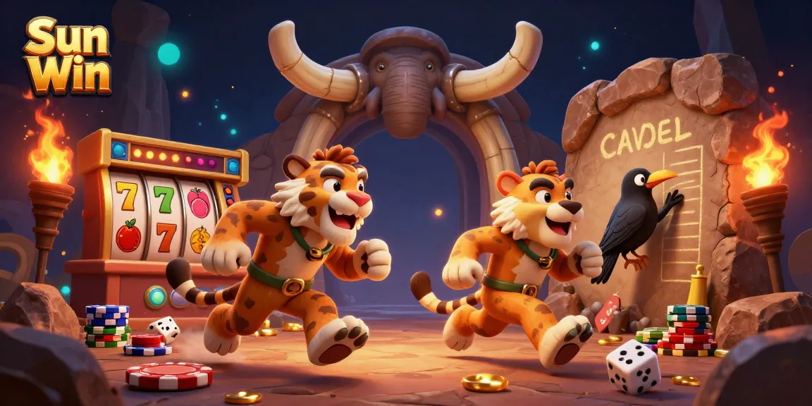 Experience dynamic casino gameplay at Sun Win with vibrant slot reels and golden chips.