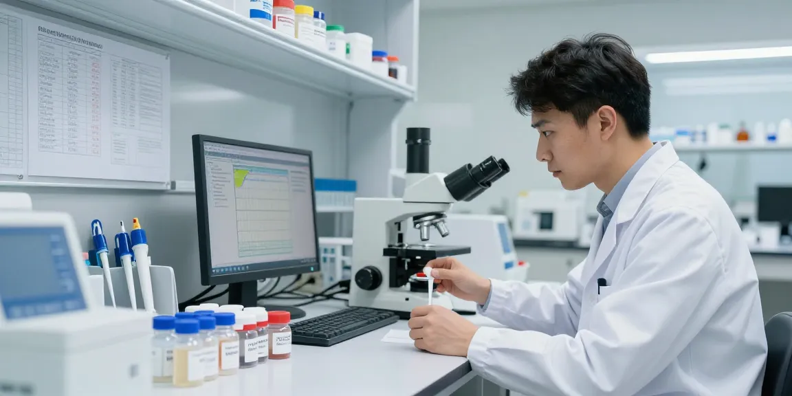 Research-grade peptides Canada displayed in a lab setting with a researcher analyzing purity.
