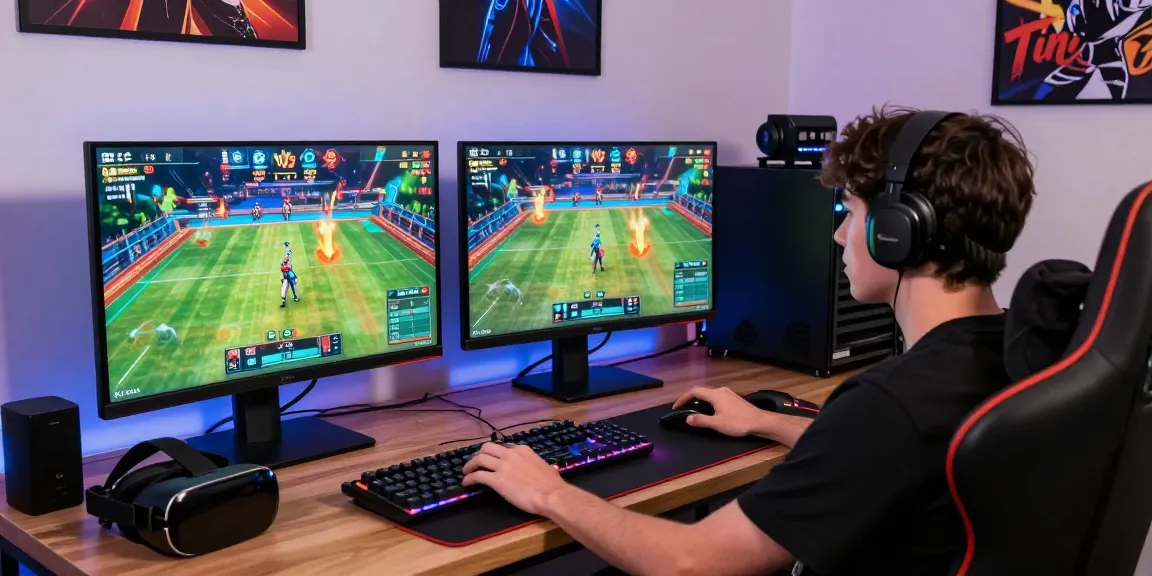 Player fully engaged in online gaming at https://79club.dev/ with vivid visuals on multiple screens.