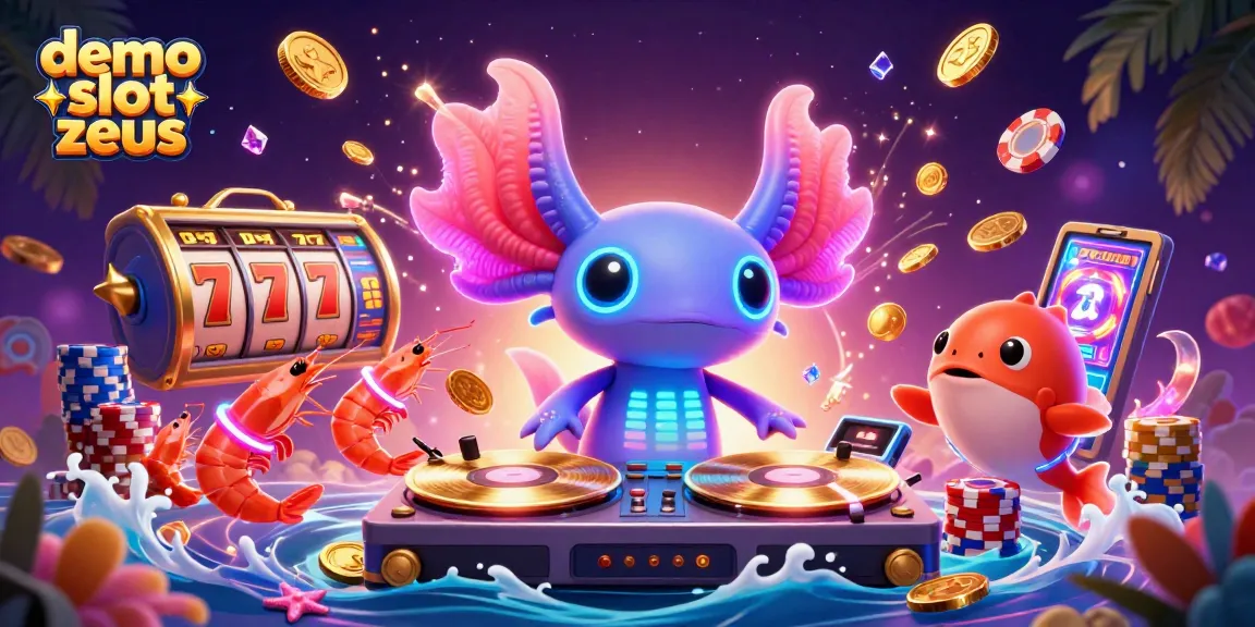 Win big with demo slot zeus, a vibrant illustration showcasing colorful characters and gaming elements!