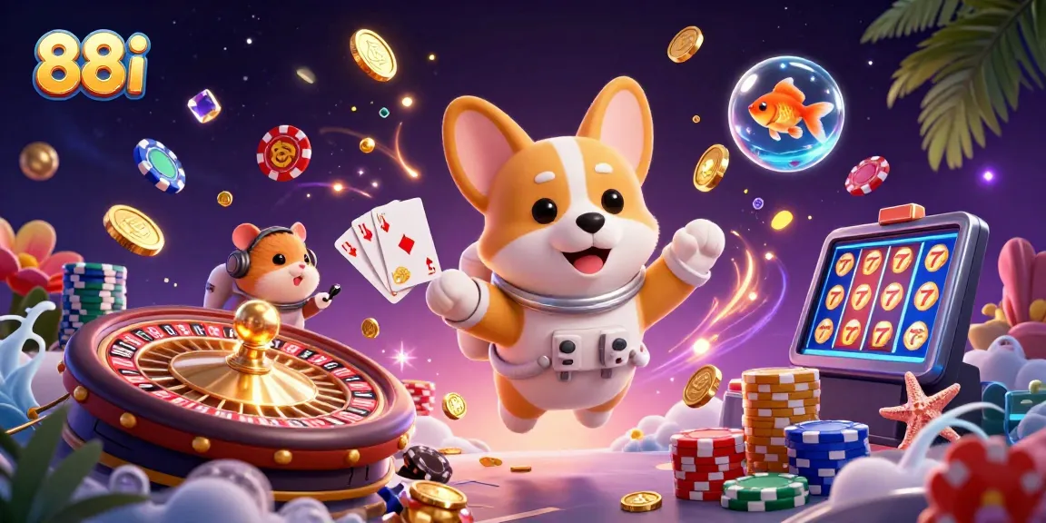Experience exciting gameplay with 88i's unique casino atmosphere featuring astronauts and casino elements.