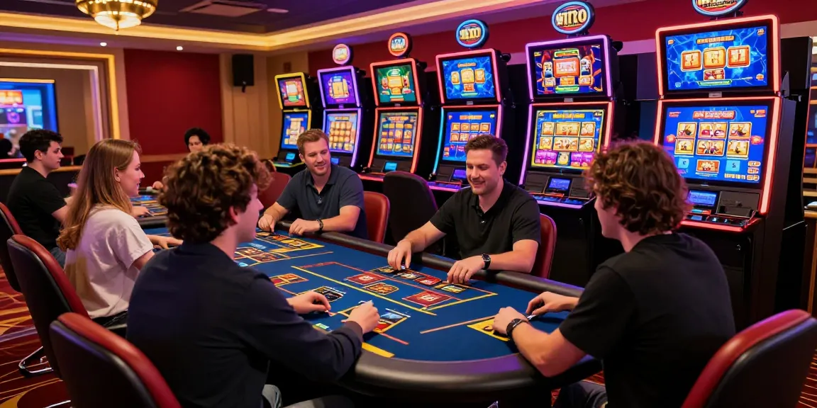 Online casino action at Jumpspace.org.uk showcasing players using credit cards for gaming. Dynamic environment with vibrant LED lights and slot machines.