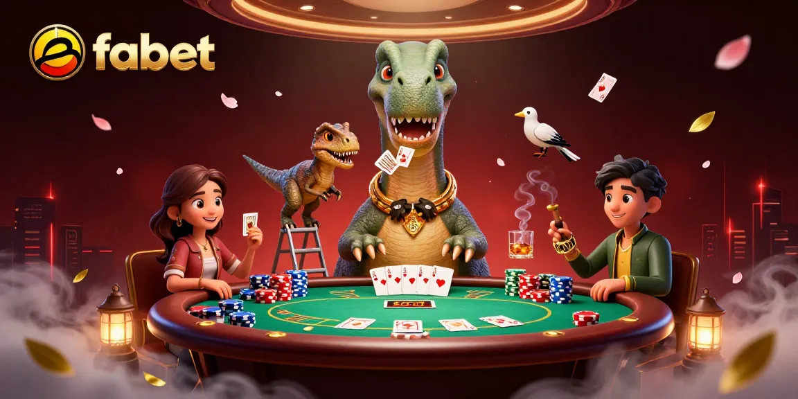 Engage in thrilling poker moments at fabet with a whimsical dinosaur and clever raptor dealer.