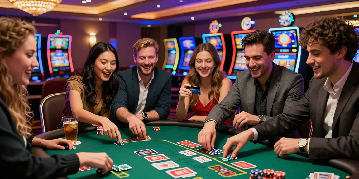 Friends enjoying a lively experience at a credit card casino, highlighting thegbhouse.co.uk's insights on casino gaming.