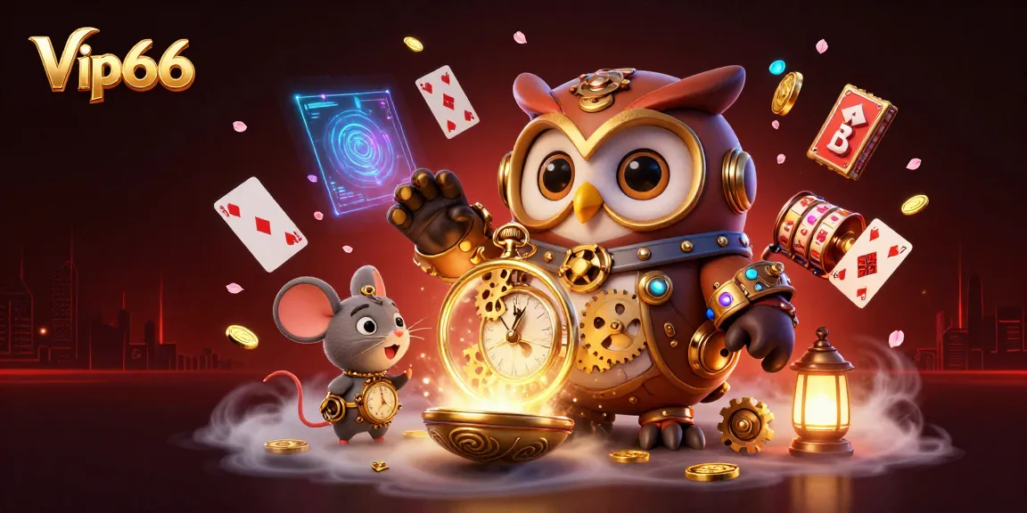Experience vibrant gaming excitement at Vip66 with cartoon elements and dynamic casino visuals.