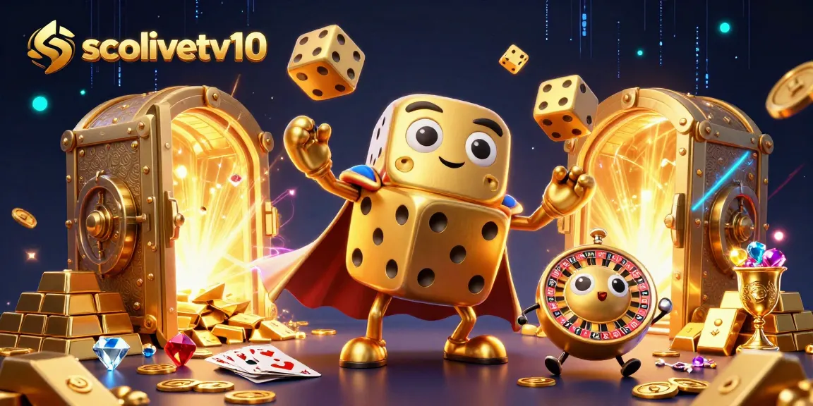 Socolivetv10 showcases thrilling casino action with golden dice and sparkling treasures, inviting players to win.