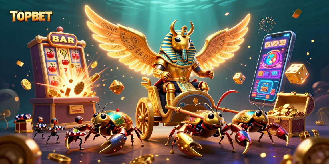 Engage in vibrant gaming with TOPBET's dynamic casino scene featuring jubilant characters.