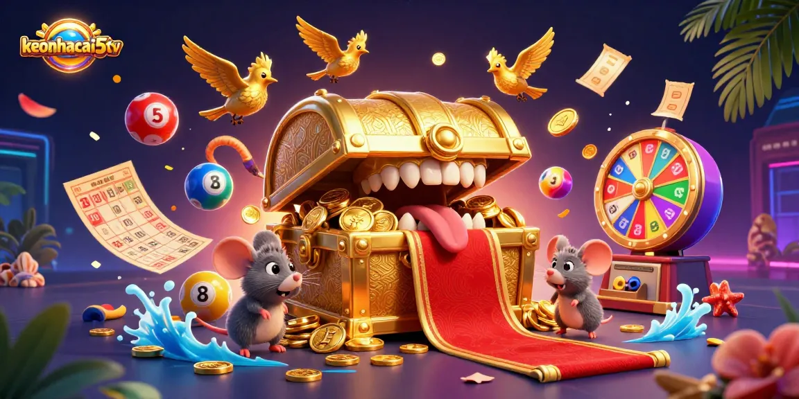 Engage in thrilling lottery action with keonhacai5tv's vibrant, dynamic casino illustration.