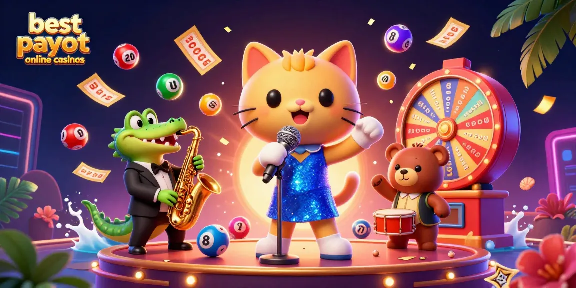 Experience the best payout online casinos with our vibrant casino scene featuring playful characters and engaging game elements.