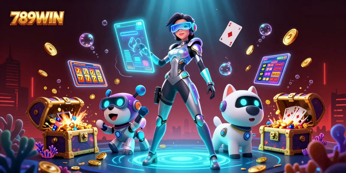 Spin to win at 789WIN with an exciting casino scene featuring holographic interfaces