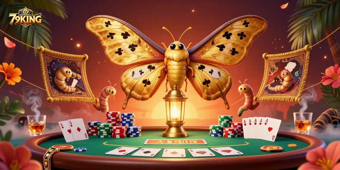 Experience the thrill of gambling with 79KING in this vibrant 3D casino scene filled with poker excitement.