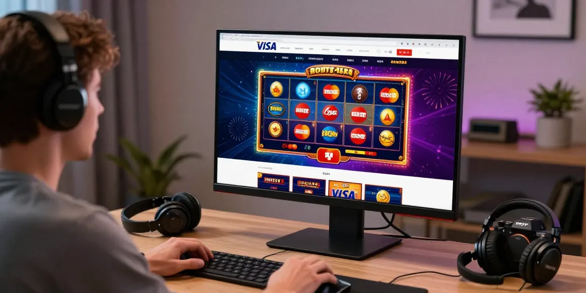 Exciting scene of credit card casinos featuring a player engaging with games online.