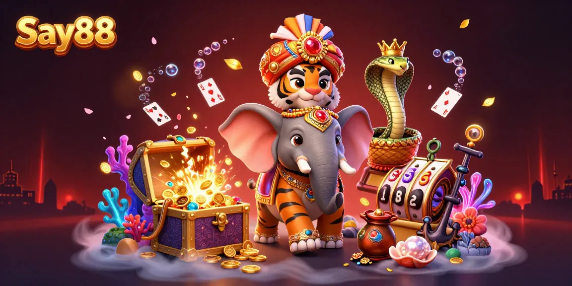 Experience thrilling games at Say88 with vibrant slots and an enchanting 3D scene.
