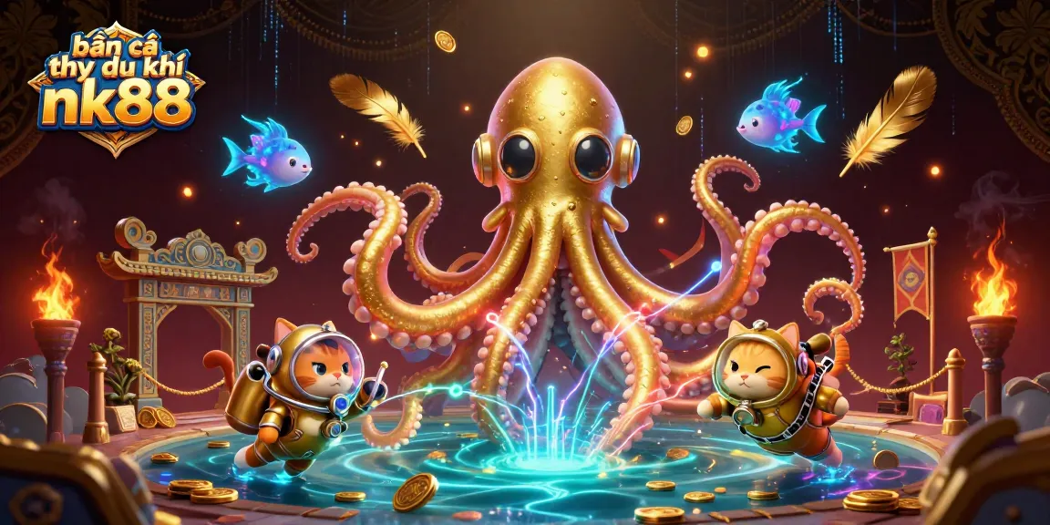 Engage in bắn cá tây du ký nk88 with immersive underwater adventure featuring a colossal kraken.