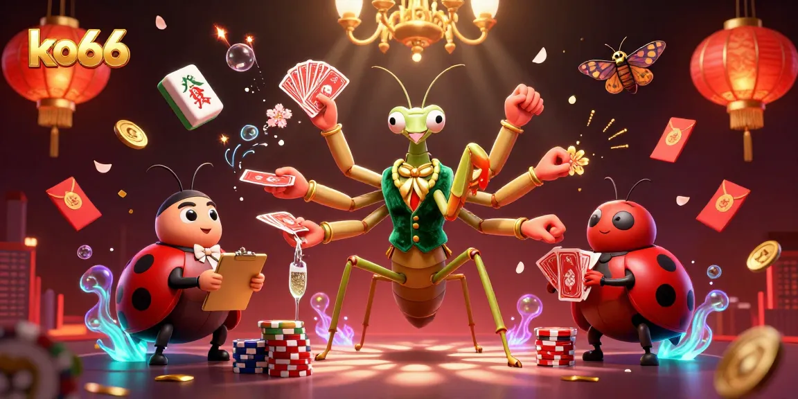 Experience the vibrant world of ko66 with this engaging 3D casino scene full of dynamic characters and playful elements.