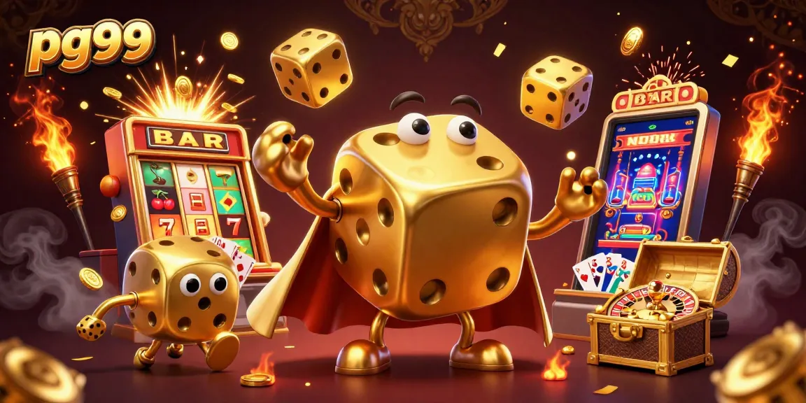 Engage in thrilling gameplay at pg99 with golden dice and festive casino elements.