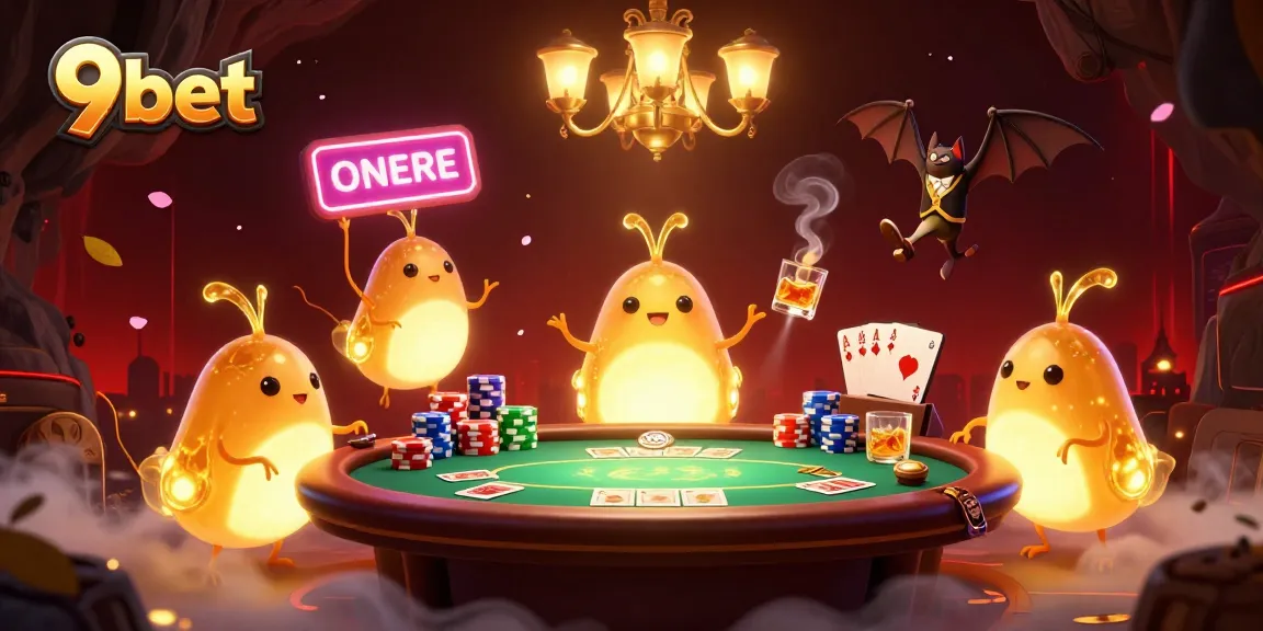 Experience the excitement of winning at 9bet with vibrant 3D casino action and glowing elements.