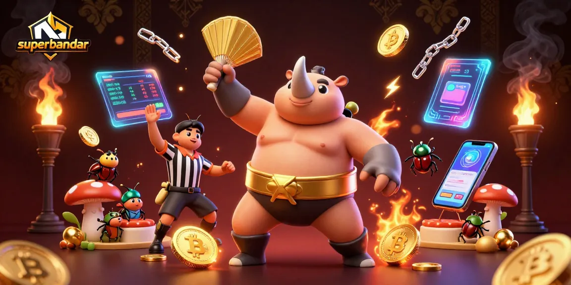 Superbandar menarik perhatian dengan juara sumo kumbang rhinoceros dan koin emas bertebaran.