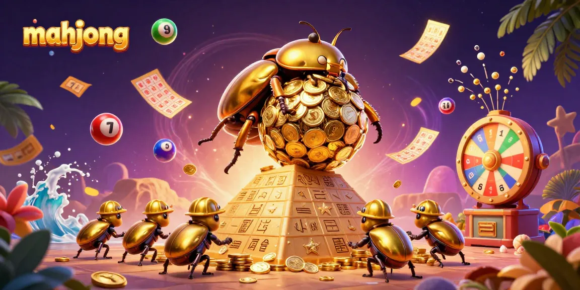 Play mahjong in style with vibrant golden coins and lottery action in a rich casino setting.