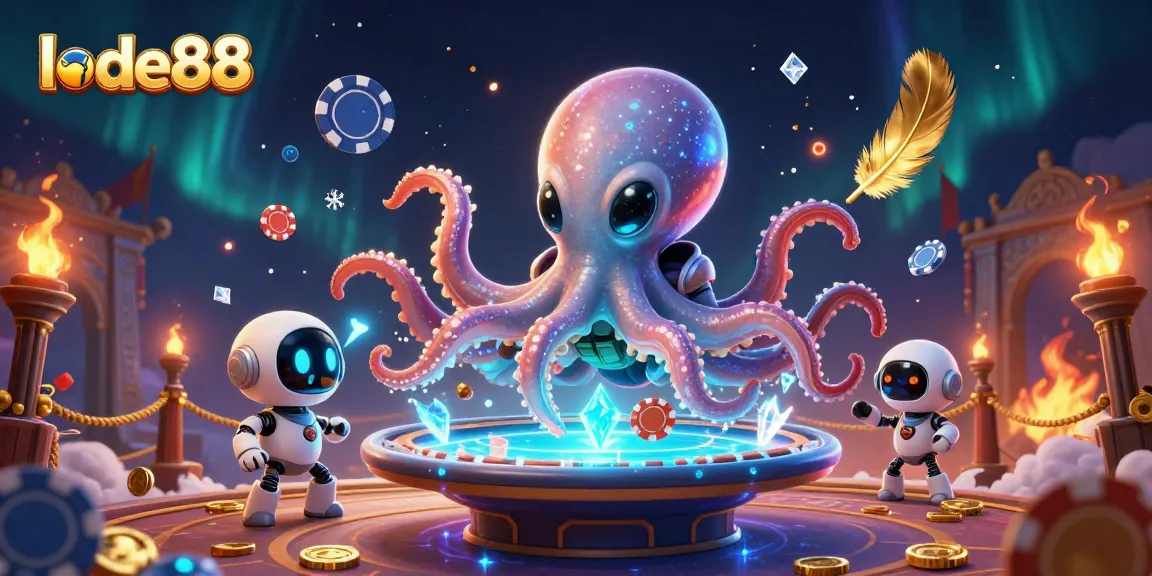 Play poker with lode88's exciting alien octopus in a vibrant cosmic arena.