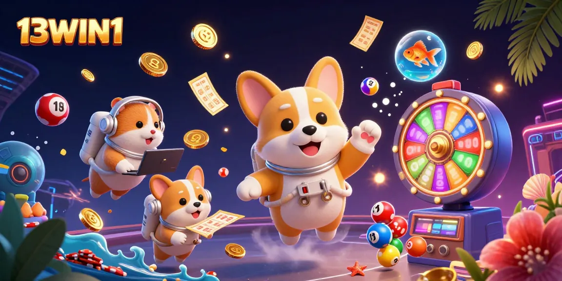 Engage in thrilling games at 13WIN1 with a vibrant space casino featuring unique characters.