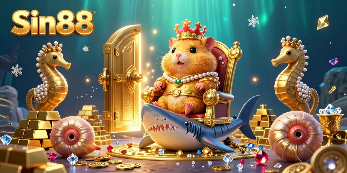 Experience thrilling gameplay at Sin88 with golden treasures and a fierce hamster king reigning in an underwater casino realm.