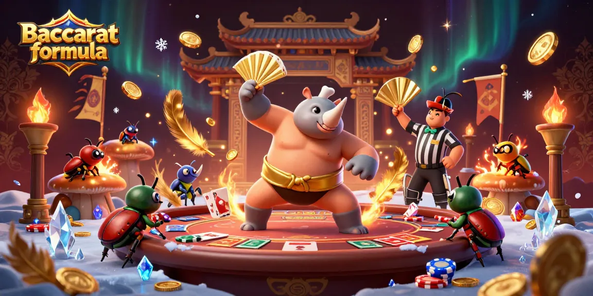 Baccarat formula illustrated with a dynamic baccarat scene featuring characters in action, showcasing thrilling gameplay moments.