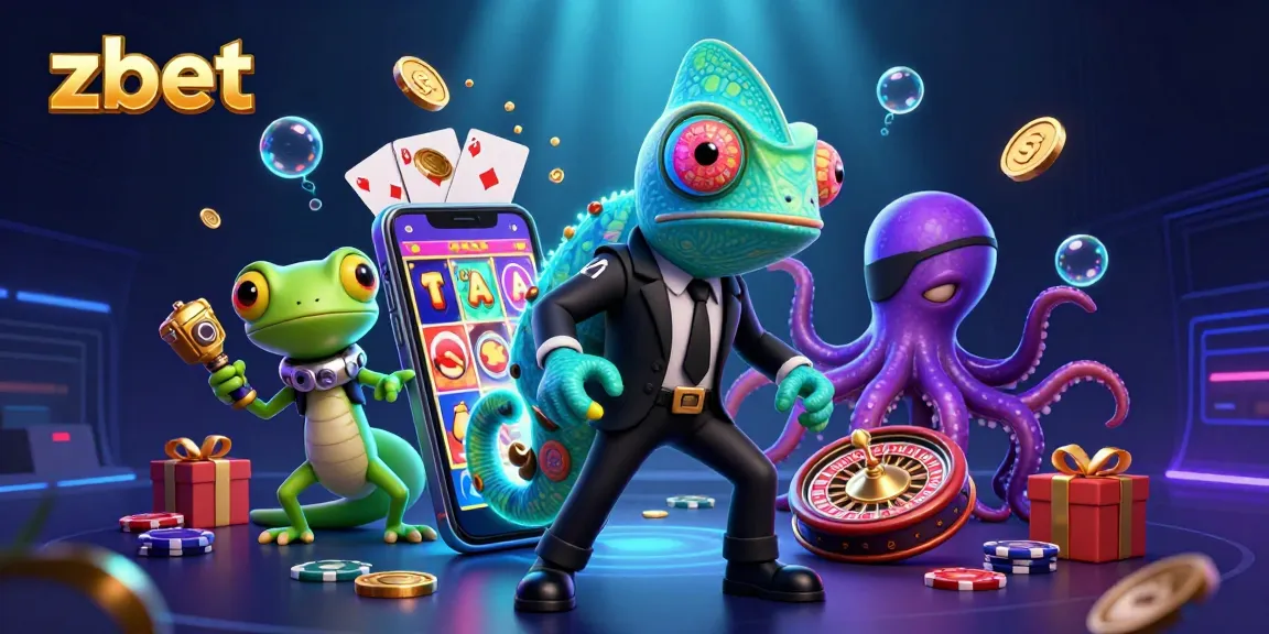 Experience zbet's vibrant casino action with secret agent chameleon, tech gecko, and octopus amid thrilling games.